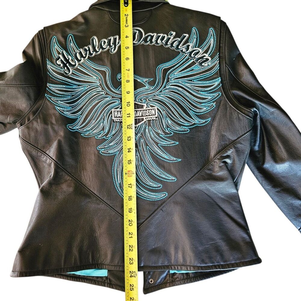 Harley-Davidson ARABELLE Leather Jacket Black Teal 97173-07VW Y2K Unworn Rare - Picture 13 of 15